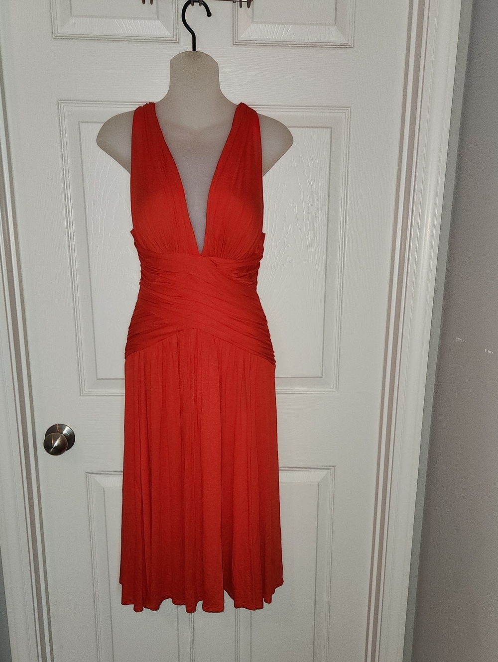 Rubber Ducky Red Plunging V-Neck Dress Size M